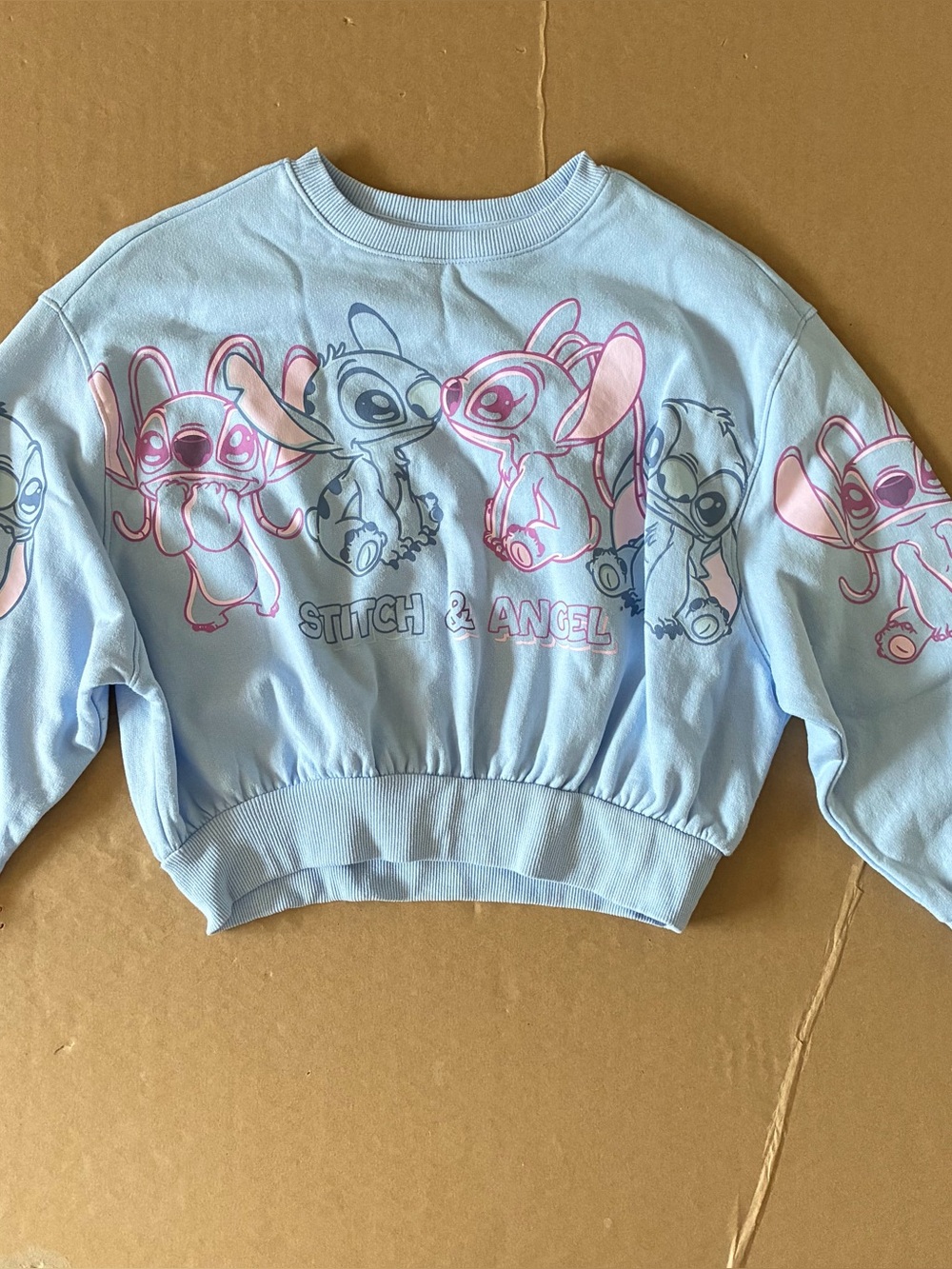 Disney's Stitch and Angel Girls Graphic Fleece Crew Pullover Size Medium 7-8